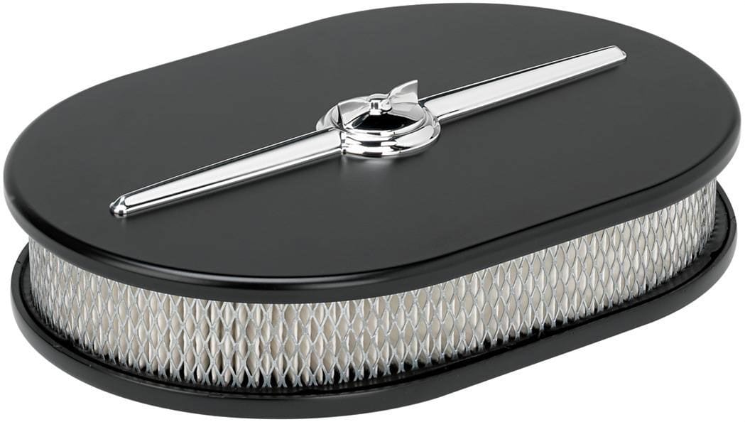 BILLET Satin Black, 11-7/8"L x 8-3/8"W x 3"H Streamline Small Oval Air Cleaner BS15324 Autofit