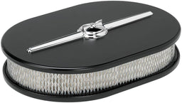 BILLET Satin Black, 11-7/8"L x 8-3/8"W x 3"H Streamline Small Oval Air Cleaner BS15324 Autofit
