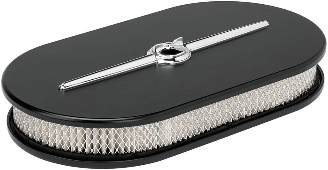 BILLET Satin Black, 15"L x 8-1/2"W x 3"H Streamline Large Oval Air Cleaner BS15424 Autofit