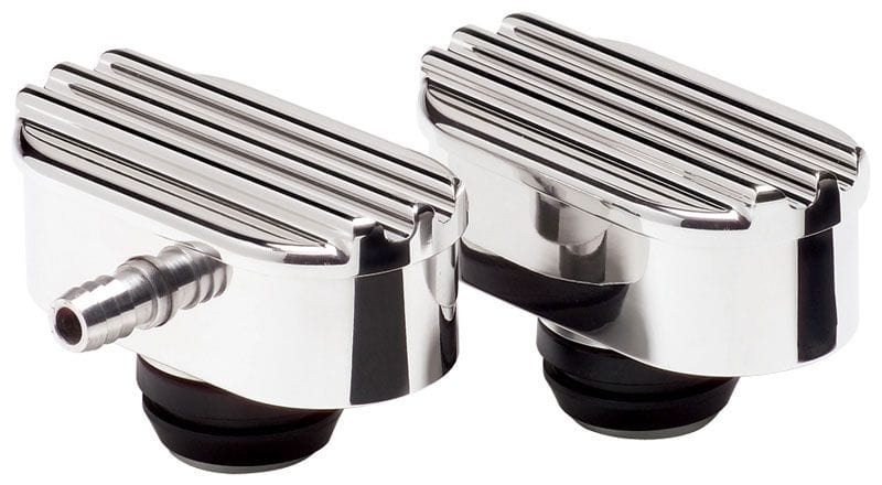 Oval Valve Cover Breather Ribbed - Polished BS21950 — Automotive Fittings