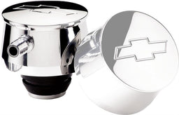 BILLET Suit Covers With 1-1/4" Hole & PCV Vale With 3/8" Barb, Grommet Inclu Round Valve Cover Breather With Bowtie Logo - Polished BS21220 Autofit