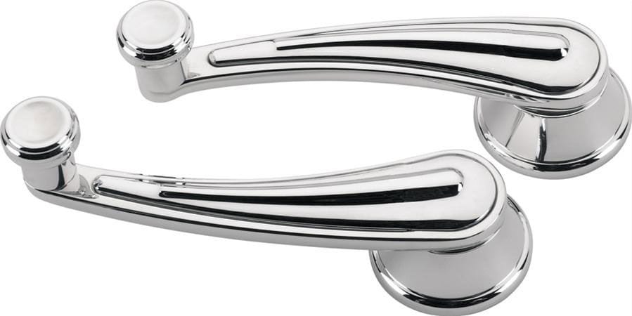 BILLET Suit GM & Ford 1949-On With 1/2" Round Spline, 4-13/32" Length (Pair) Rail Interior Window Crank Handles - Polished BS46528 Autofit