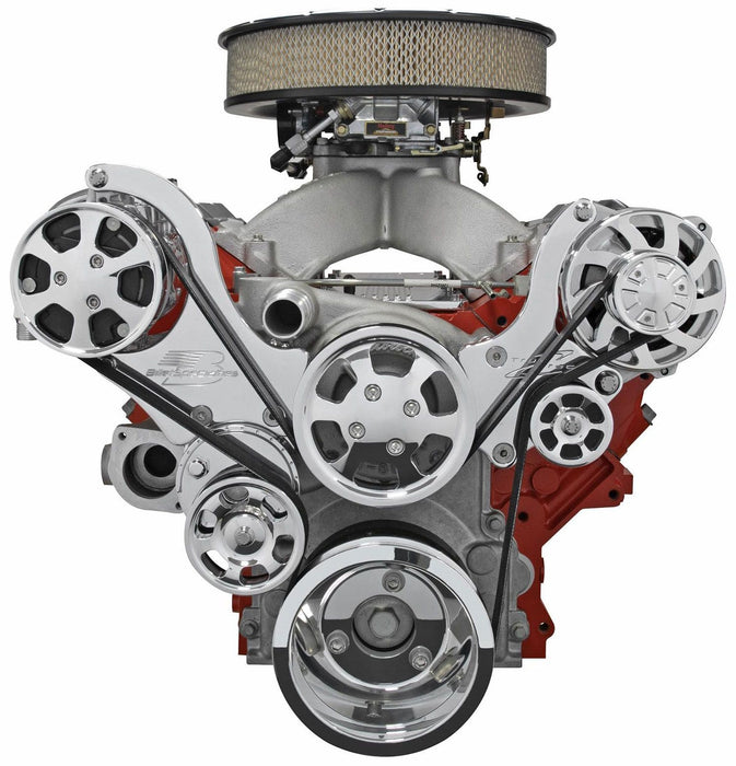 BILLET Suit GM LS1, 2, 3, 6, LSX Polished With A/C (Top Mount Configuration) Tru Trac Serpentine System BS13470 Autofit