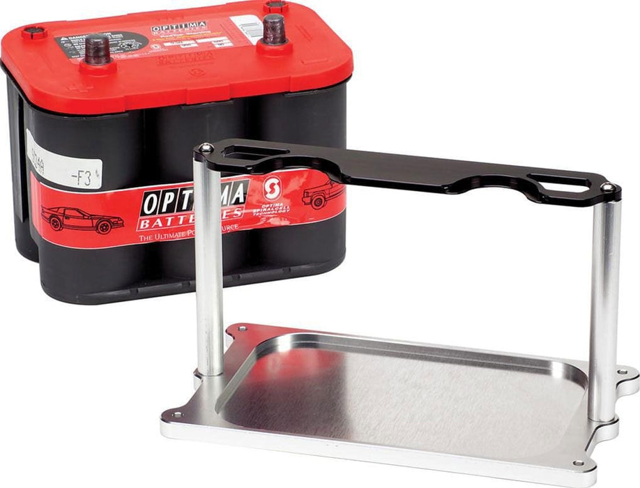 BILLET Suit Red Or Yellow Top Optima Batteries (34/78 Series) Battery Tray Mount - Black/Clear Anodized BS248910 Autofit