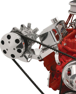 BILLET Suit S/B Chev with Long Water Pump Side Mount A/C Compressor Bracket, Polished BS11421 Autofit