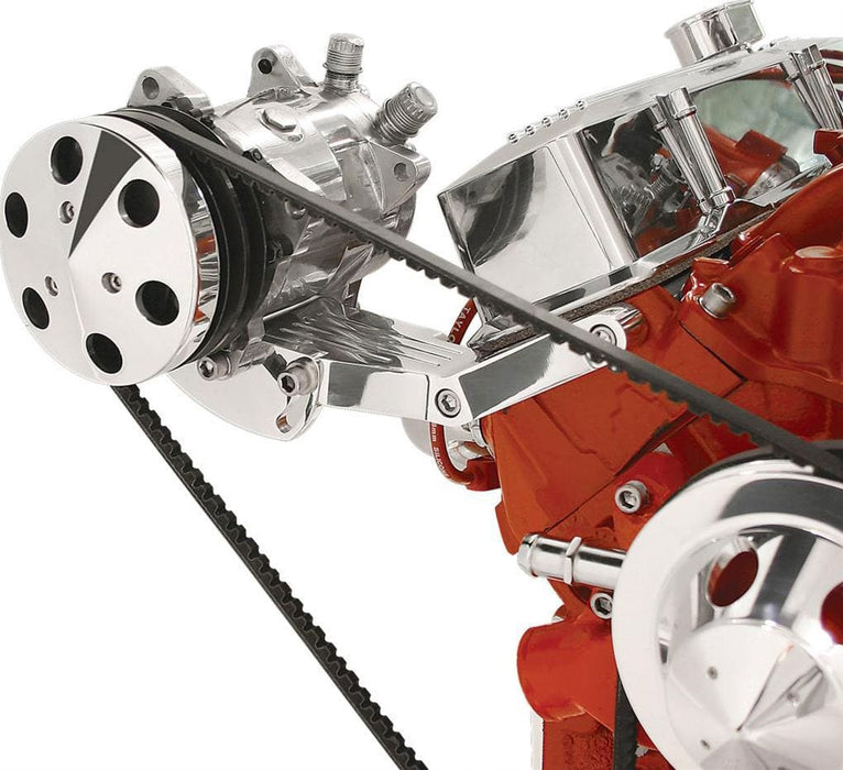 BILLET Suit S/B Chev with Short Water Pump Side Mount A/C Compressor Bracket, Polished BS10421 Autofit