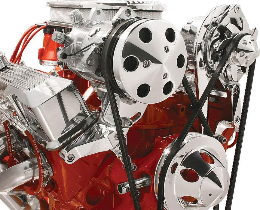 BILLET Suit S/B Chev with Short Water Pump Top Mount A/C Compressor Bracket, Polished BS10221 Autofit