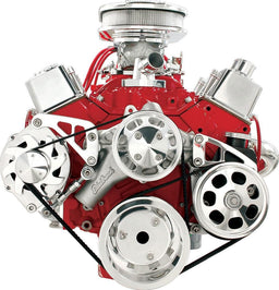 BILLET Suit SB Chev Mid Mount Alternator & Mid Mount Power Steer (Keyway) Wi Serpentine Conversion Kit BSFM2121PC Autofit
