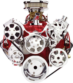 BILLET Suit SB Chev, Polished With A/C & Power Steering Tru Trac Serpentine System BS13220 Autofit