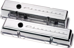BILLET Suit SB Chev - Short Aluminium Valve Covers With Chevrolet Logo - Polished BS95123 Autofit