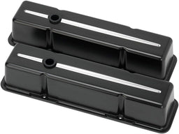 BILLET Suit SB Chev - Tall Aluminium Streamline Valve Covers - Black BS95224 Autofit