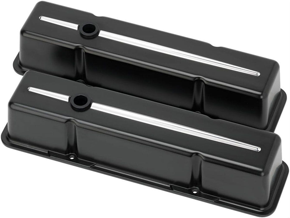 BILLET Suit SB Chev - Tall Aluminium Streamline Valve Covers - Black BS95224 Autofit