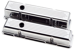 BILLET Suit SB Chev - Tall Aluminium Valve Covers Ball Milled - Polished BS95220 Autofit