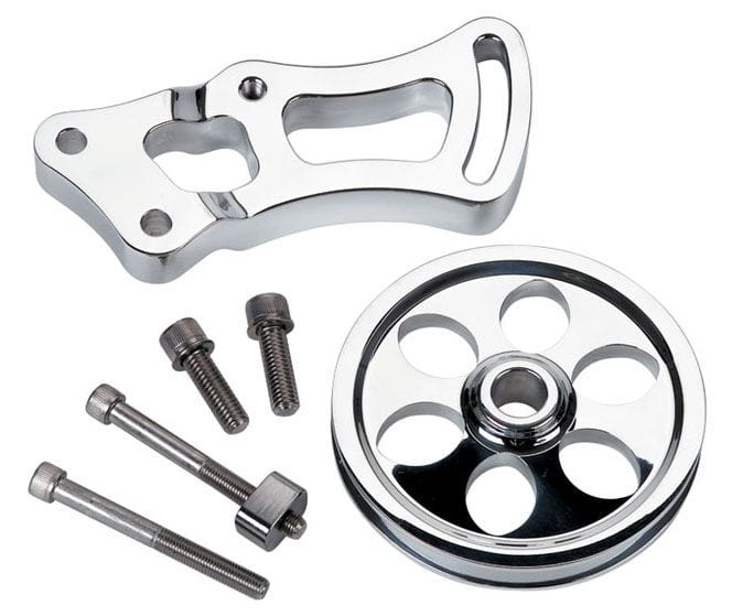 BILLET Suit SB Chev, V-Groove Pulley (Long W/P) Power Steering Pulley & Bracket BS12220 Autofit