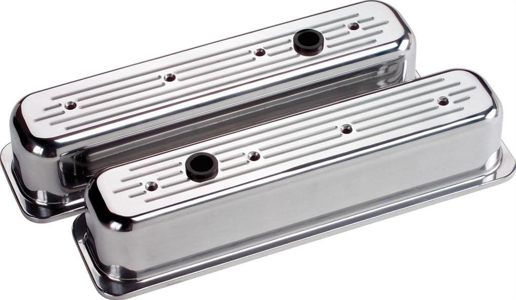 BILLET Suit SB Chev Vortec With Center Bolts Heads - Tall Aluminium Valve Covers Ball Milled - Polished BS95720 Autofit
