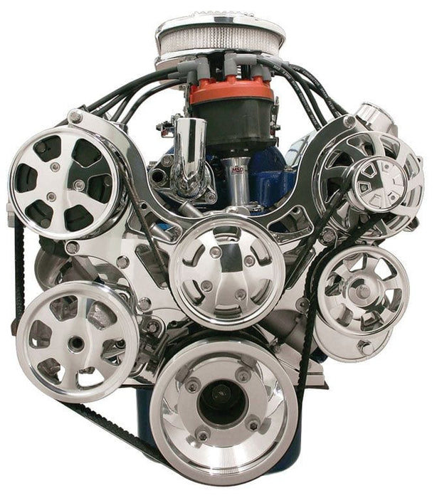 BILLET Suit SB Ford 289-302-351 Windsor Polished With A/C & Power Steering Tru Trac Serpentine System BS13600 Autofit