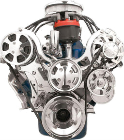 BILLET Suit SB Ford 289-302-351 Windsor Polished With A/C & Without Power St Tru Trac Serpentine System BS13620 Autofit