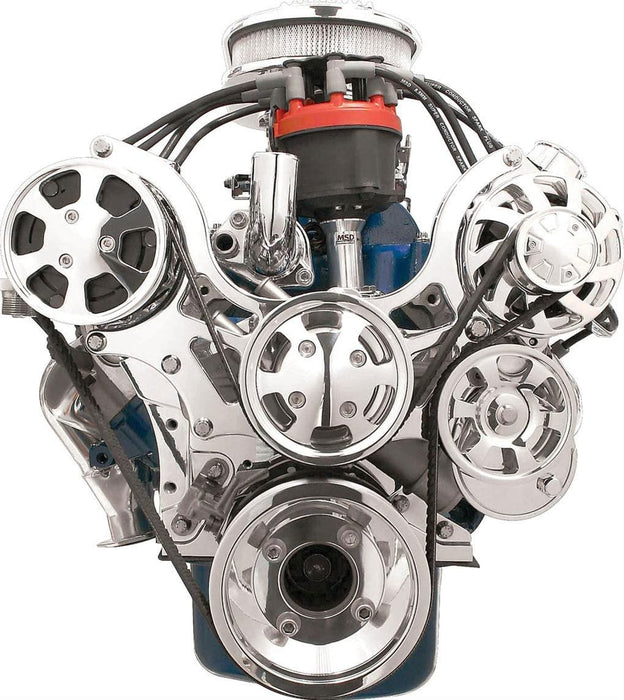 BILLET Suit SB Ford 289-302-351 Windsor Polished With A/C & Without Power St Tru Trac Serpentine System BS13620 Autofit