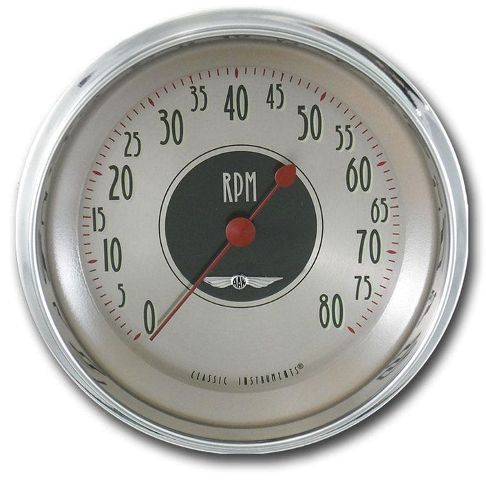CLASSIC 8000 RPM, Curved Glass All American Nickel Series 3-3/8 Tacho With (With High Step Bezel) CIAN80SHC Autofit