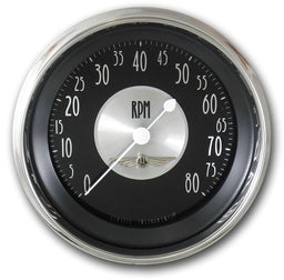 CLASSIC 8000 RPM, Curved Glass All American Tradition 3-3/8 Tacho With High Step S/S Bezel CIAT80SHC Autofit