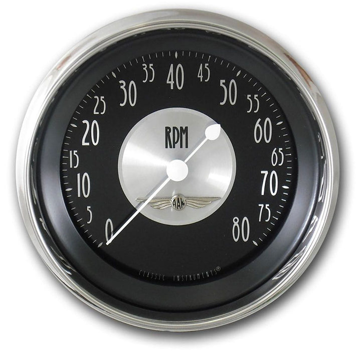 CLASSIC 8000 RPM, Curved Glass All American Tradition 3-3/8 Tacho With High Step S/S Bezel CIAT80SHC Autofit