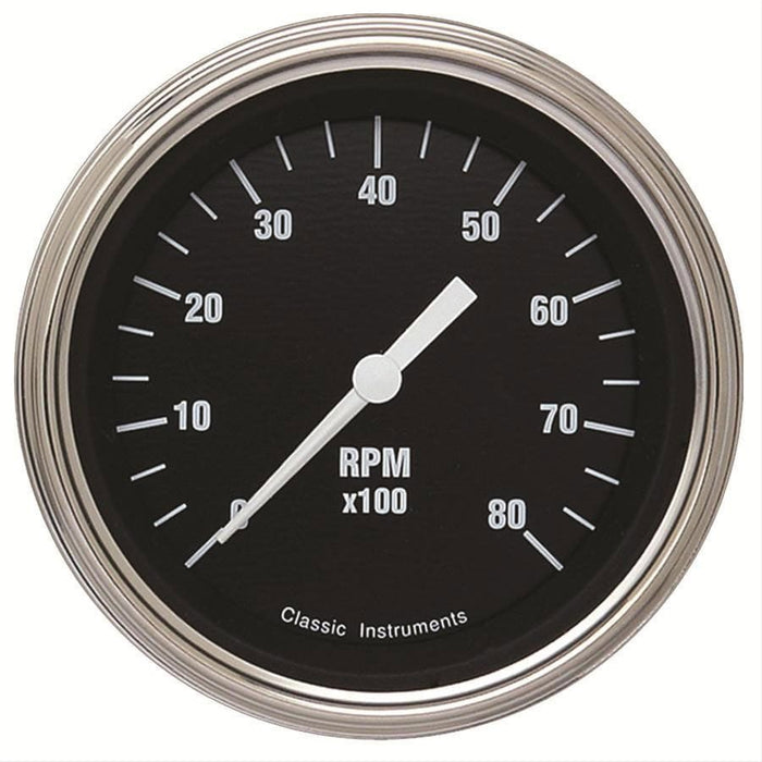 CLASSIC 8000 RPM, Curved Glass Classic Black Hotrod Series 3-3/8 Tacho CIHR80SLC Autofit