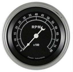 CLASSIC 8000 RPM, Curved Glass Traditional Black Series 3-3/8 Tacho CITR80SLC Autofit