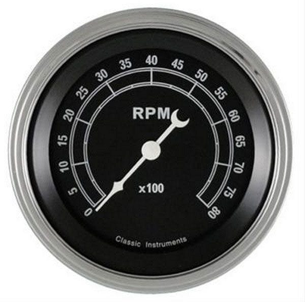 CLASSIC 8000 RPM, Curved Glass Traditional Black Series 3-3/8 Tacho CITR80SLC Autofit