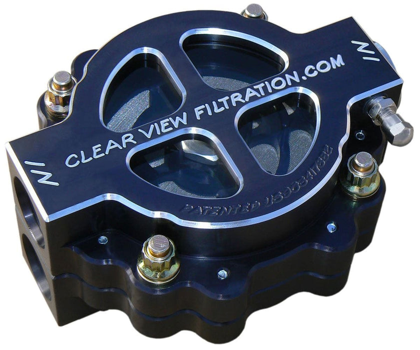 CLEARVIEW -12AN Inlet/Outlet Ports With 115 Micron Element 4" Hi-Flow See Through Oil Filter - Black Anodised CV410-115-B Autofit