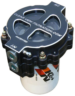 CLEARVIEW -12AN Inlet/Outlet Ports With 115 Micron Element, Suit Disposable Oil 6" Screw-On Oil Filter Assembly - Black Anodised CV125-115-B Autofit