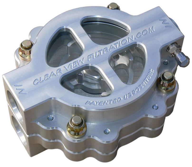 CLEARVIEW -12AN Inlet/Outlet Ports With 60 Micron Element 4" Hi-Flow See Through Oil Filter - Clear Anodised CV410-60 Autofit