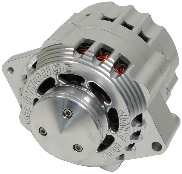 CVR 200 amps, direct replacement for early style Delco alternators CVR Billet Powerhouse Alternator - Clear CVR8106CL Autofit