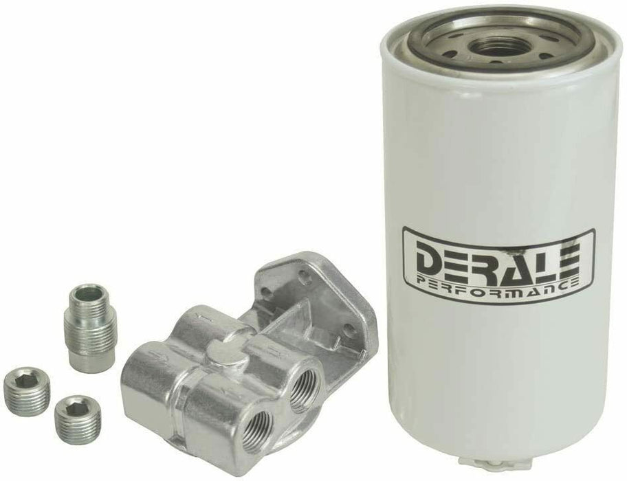DERALE 1/2" NPT Inlet/Outlet Side Ports. 3-1/2" O.D x 7-5/8" Derale Single Mount Fuel / Water Separator Kit DP13070 Autofit