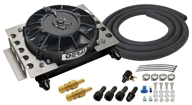 DERALE 12-3/4"W x 9-3/8"H x 4-5/16"D Derale Atomic-Cool Remote Mount Transmission Cooler Kit with Fan DP15950 Autofit