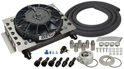DERALE 12-3/4"W x 9-3/8"H x 4-5/16"D Derale Universal Atomic-Cool Remote Mount Engine Oil Cooler Kit with Fan DP15450 Autofit