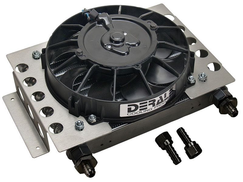 DERALE 12-3/4"W x 9-3/8"H x 4-5/16"D Derale Universal Atomic-Cool Remote Mount Fluid Cooler with Fan DP13750 Autofit