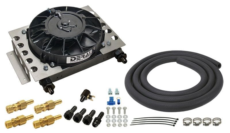 DERALE 12-3/4"W x 9-3/8"H x 4-5/16"D Derale Universal Atomic-Cool Remote Mount Transmission Cooler Kit with Fan DP139 Autofit