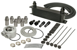 DERALE 13" L x 4-9/16" H x 2quot; W Derale Stacked Plate Engine Oil Cooler Kit (sandwich adapter) DP15605 Autofit