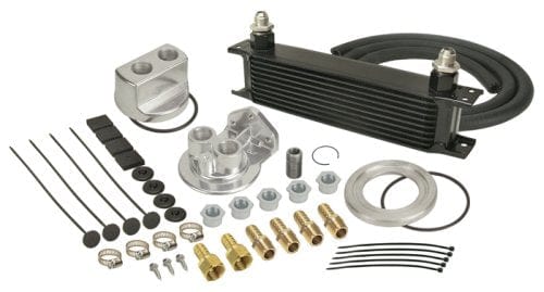 DERALE 13" L x 4-9/16" H x 2quot; W Derale Stacked Plate Engine Oil Cooler Kit (spin on adapter) DP15651 Autofit