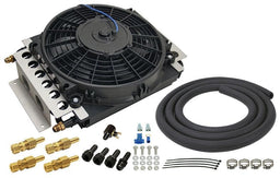 DERALE 15-3/4"W x 11-1/2"H x 5"D Remote Transmission Cooler & Fan Kit -6AN DP13900 Autofit