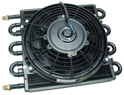 DERALE -6AN Inlets. 13-5/8" L x 10-1/4" H x 3-5/8" W Derale Dyno-Cool 8 Pass Remote Mount Cooler with Fan DP12732 Autofit
