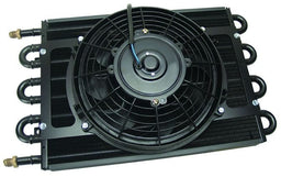 DERALE -6AN Inlets. 17-1/2" L x 10-1/4" H x 3-3/4" W Derale Dyno-Cool 8 Pass Remote Mount Cooler with Fan DP12733 Autofit