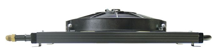 DERALE -6AN Inlets. 17-1/2" L x 7-5/8" H x 3-3/4" W Derale Dyno-Cool 6 Pass Remote Mount Cooler with Fan DP12731 Autofit