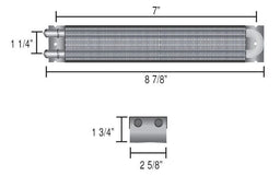 DERALE -6AN Inlets. 8-1/8" L x 2-3/4" H x 1-7/8" W Derale Compact Fluid Cooler DP13310 Autofit