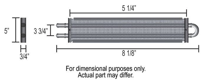 DERALE -6AN Inlets. 8-1/8" L x 5" H x 3/4" W Derale Compact Fluid Cooler DP13309 Autofit