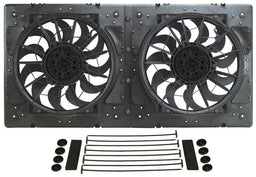 DERALE With 4000 cfm High Output 12" Electric Fans, 31-3/8"W x 15-3/4"H x 3- Dual Fan & Shroud Kit DP16934 Autofit