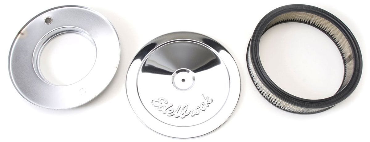 EDELBROCK 10" diameter with 2" element, 3-1/2" overall height Pro-Flo Chrome Air Cleaner ED1208 Autofit