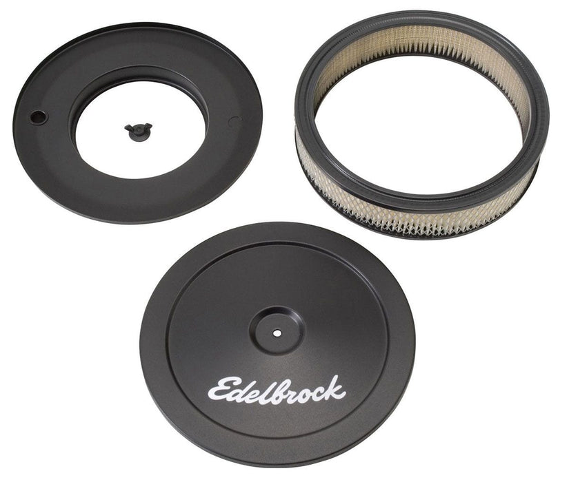 EDELBROCK 10" X 2" round Air Cleaner with black powder coat finish 3-1/2" tall Signature Series Air Cleaner ED1203 Autofit