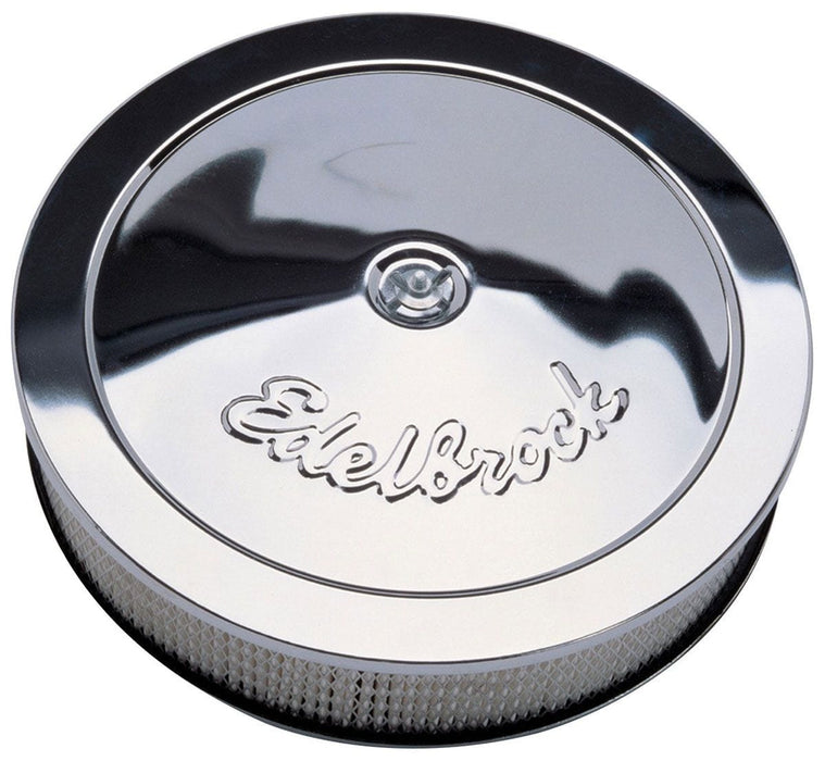 EDELBROCK 14" diameter with 3" element, 3-5/16" overall height Pro-Flo Chrome Air Cleaner ED1207 Autofit