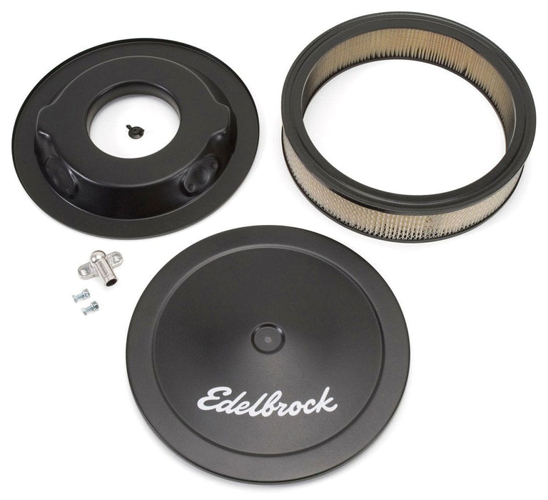 EDELBROCK 14" round Air Cleaner with black powder coat finish, 3-3/4" tall Signature Series Air Cleaner ED1223 Autofit